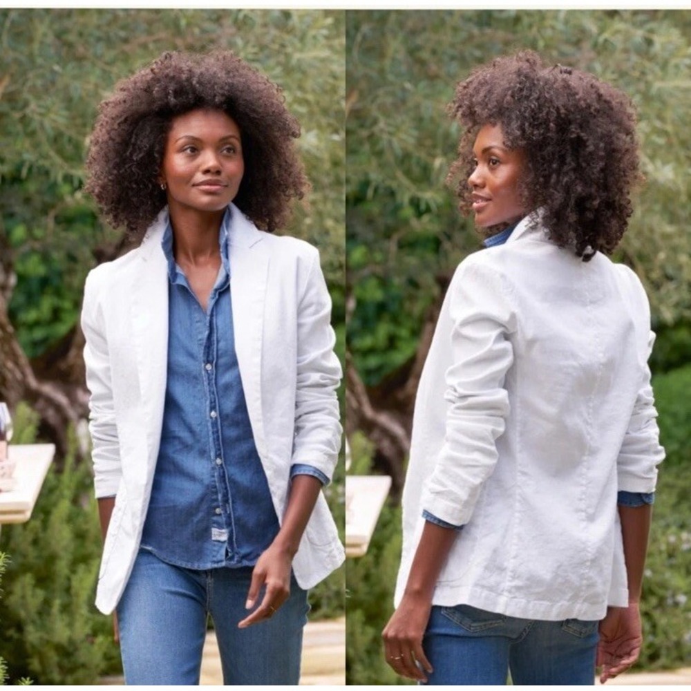 Frank & Eileen Dublin Italian Performance Linen Tailored Blazer White Size XS